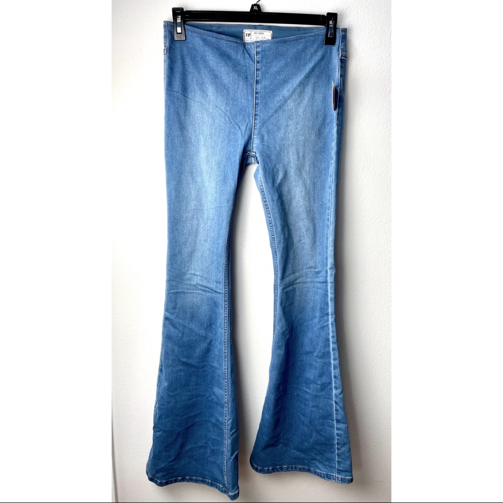 Free People Penny Pull-On Flare Jeans — Echo Blue